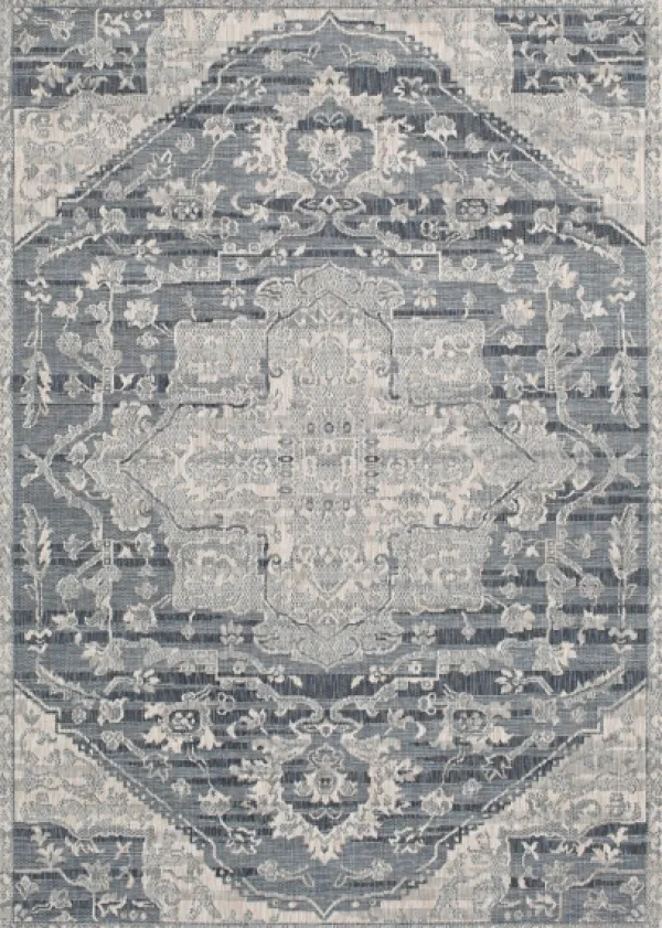Outdoor Rugs-Kirkland's Home Medallion Lava Indoor/Outdoor Area Rug, 7X9 Blue