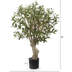 Trees & Topiaries-Kirkland's Home Mediterranean Olive Branch Tree In Black Pot