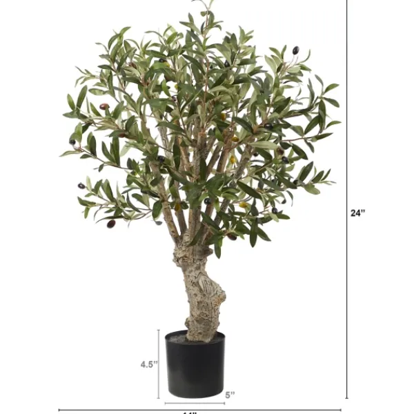 Trees & Topiaries-Kirkland's Home Mediterranean Olive Branch Tree In Black Pot
