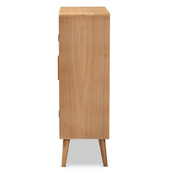 Cabinets & Sideboards-Kirkland's Home Medium Oak Rattan 2-Door Cabinet