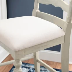 Bar Stools & Counter Height Stools-Kirkland's Home Melvin Distressed Wash Bar Stool White