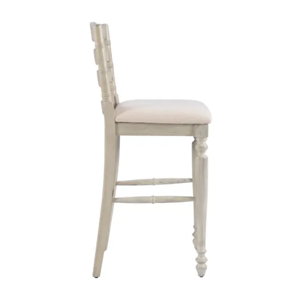Bar Stools & Counter Height Stools-Kirkland's Home Melvin Distressed Wash Bar Stool White