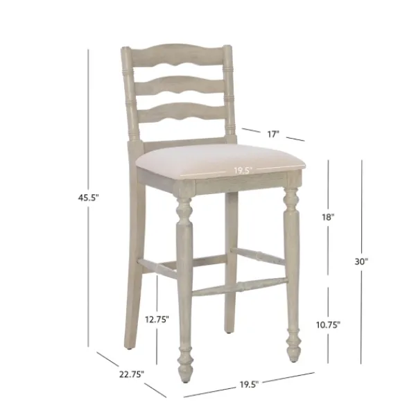 Bar Stools & Counter Height Stools-Kirkland's Home Melvin Distressed Wash Bar Stool White