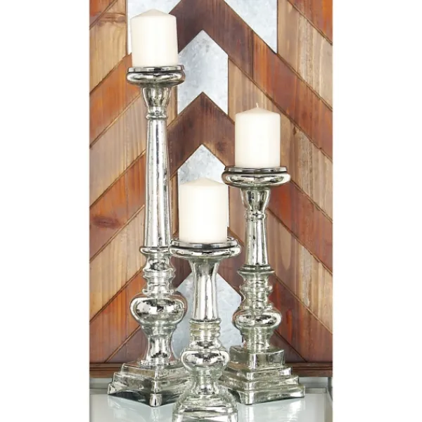 Candle Holders-Kirkland's Home Mercury Glass Candle Holders, Set Of 3 Silver