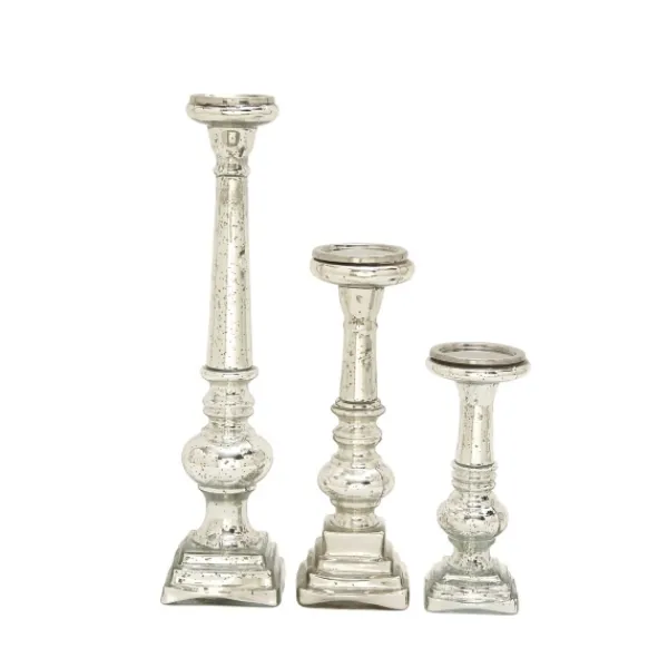 Candle Holders-Kirkland's Home Mercury Glass Candle Holders, Set Of 3 Silver