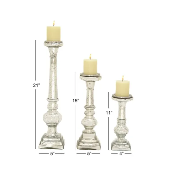 Candle Holders-Kirkland's Home Mercury Glass Candle Holders, Set Of 3 Silver