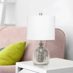 Table Lamps-Kirkland's Home Mercury Hammered Glass Shade Table Lamp White