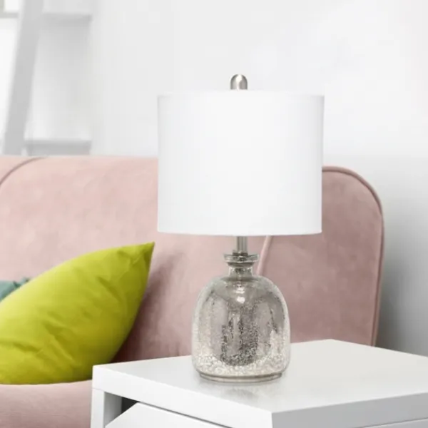 Table Lamps-Kirkland's Home Mercury Hammered Glass Shade Table Lamp White