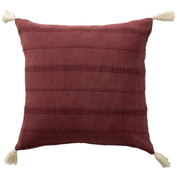 Pillows-Kirkland's Home Merlot Striped Organic Cotton Throw Pillow Red