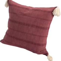 Pillows-Kirkland's Home Merlot Striped Organic Cotton Throw Pillow Red