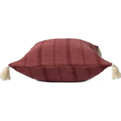 Pillows-Kirkland's Home Merlot Striped Organic Cotton Throw Pillow Red
