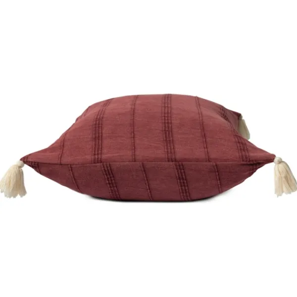 Pillows-Kirkland's Home Merlot Striped Organic Cotton Throw Pillow Red