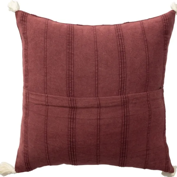 Pillows-Kirkland's Home Merlot Striped Organic Cotton Throw Pillow Red