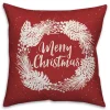Pillows-Kirkland's Home Merry Christmas Wreath Outdoor Pillow Red/White