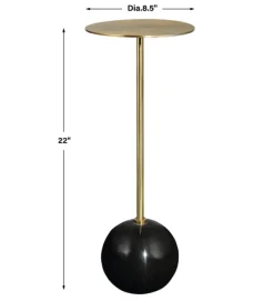 Accent & End Tables-Kirkland's Home Metal & Round Black Base Cocktail Table Gold
