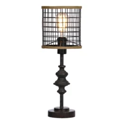 Table Lamps-Kirkland's Home Metal And Burlap Edison Lamp Brown