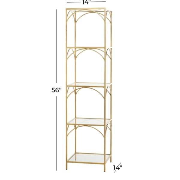 Bookshelves-Kirkland's Home Metal And Clear Glass 4-Tier Shelf Gold