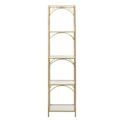 Bookshelves-Kirkland's Home Metal And Clear Glass 4-Tier Shelf Gold