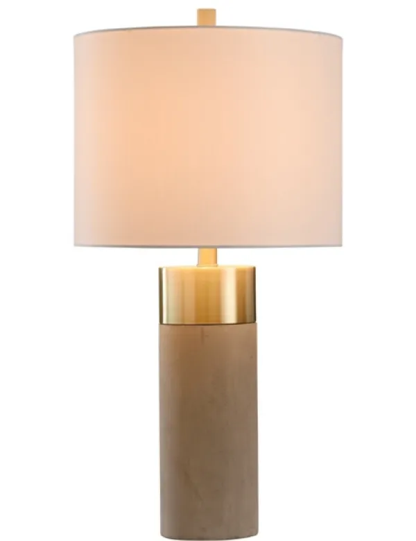 Table Lamps-Kirkland's Home Metal And Concrete Cylindrical Table Lamp Gray/Gold