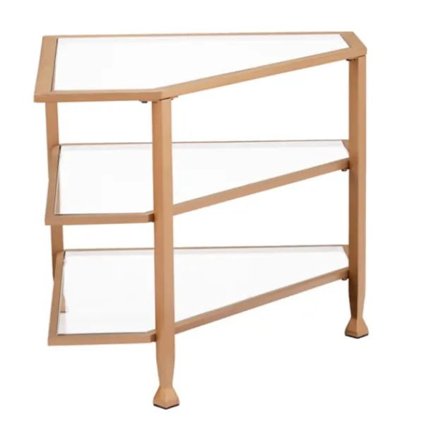 Tv Stands & Media Consoles-Kirkland's Home Metal And Glass Corner Tv Stand Gold