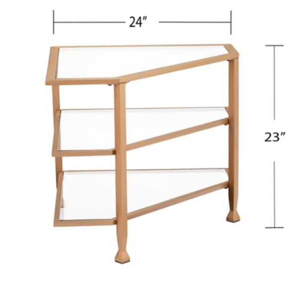 Tv Stands & Media Consoles-Kirkland's Home Metal And Glass Corner Tv Stand Gold