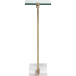 Accent & End Tables-Kirkland's Home Metal And Glass Top Accent Table Gold