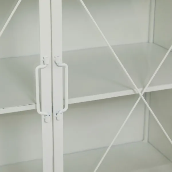Cabinets & Sideboards-Kirkland's Home Metal And Glass X-Door Cabinet White