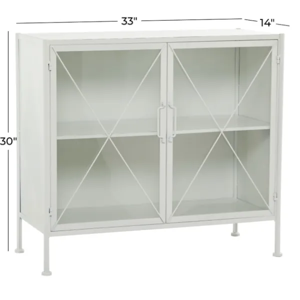 Cabinets & Sideboards-Kirkland's Home Metal And Glass X-Door Cabinet White