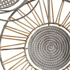 Wall Plaques-Kirkland's Home Metal And Rattan Cord Discs Wall Sculpture Gray