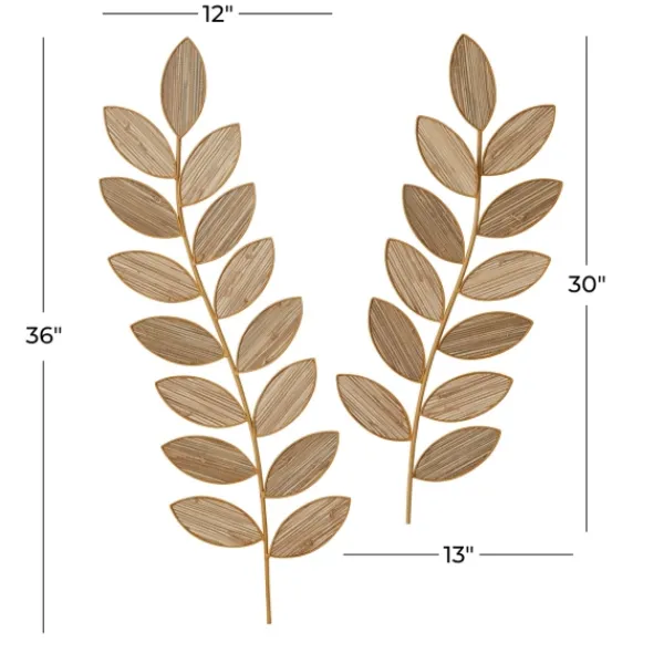 Wall Plaques-Kirkland's Home Metal And Reed Leaf Wall Plaques, Set Of 2 Brown