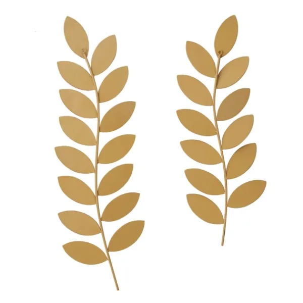 Wall Plaques-Kirkland's Home Metal And Reed Leaf Wall Plaques, Set Of 2 Brown