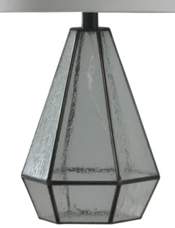 Table Lamps-Kirkland's Home Metal And Seeded Glass Cage Table Lamp White