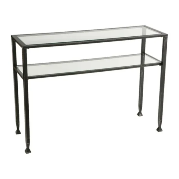 Console Tables-Kirkland's Home Metal And Tempered Glass Console Table Black