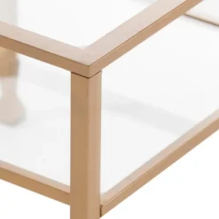Accent & End Tables-Kirkland's Home Metal And Tempered Glass Side Table Gold