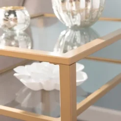 Accent & End Tables-Kirkland's Home Metal And Tempered Glass Side Table Gold