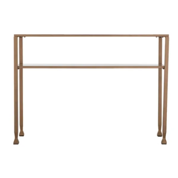Console Tables-Kirkland's Home Metal And Tempered Glass Console Table Gold