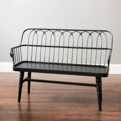 Entryway Furniture-Kirkland's Home Metal And Wood Amy Bench Black