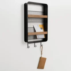 Wall Storage-Kirkland's Home Metal And Wood Wall Magazine Rack