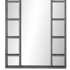 Decorative Mirrors-Kirkland's Home Metal Arch Frame Grid Overlay Mirror Black