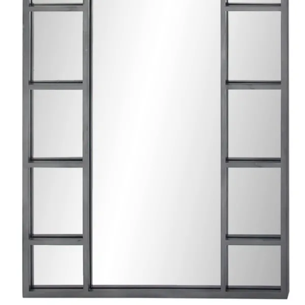 Decorative Mirrors-Kirkland's Home Metal Arch Frame Grid Overlay Mirror Black