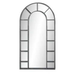 Decorative Mirrors-Kirkland's Home Metal Arch Frame Grid Overlay Mirror Black
