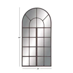 Decorative Mirrors-Kirkland's Home Metal Arch Frame Windowpane Wall Mirror Brown