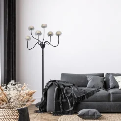 Floor Lamps-Kirkland's Home Metal 6-Arm Pom Pom Floor Lamp Black