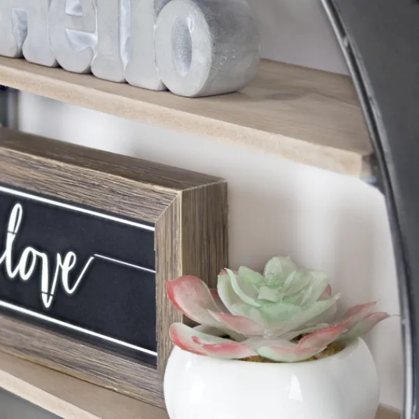 Shelves-Kirkland's Home Metal Circle Wall Shelf With Leather Strap