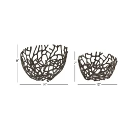 Decorative Bowls & Jars-Kirkland's Home Metal Coral Frame Bowls, Set Of 2 Black