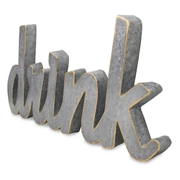Wall Quotes & Signs-Kirkland's Home Metal Cursive Drink Sign Gray