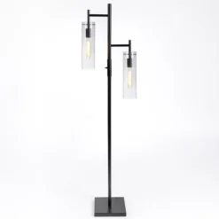 Floor Lamps-Kirkland's Home Metal Cylinder Shade Floor Lamp Black