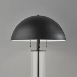 Table Lamps-Kirkland's Home Metal Dome And Clear Glass Table Lamp Black