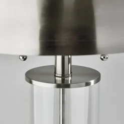 Table Lamps-Kirkland's Home Metal Dome And Clear Glass Table Lamp Silver
