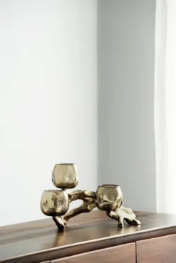 Candle Holders-Kirkland's Home Metal Driftwood Votive Candle Holder Gold